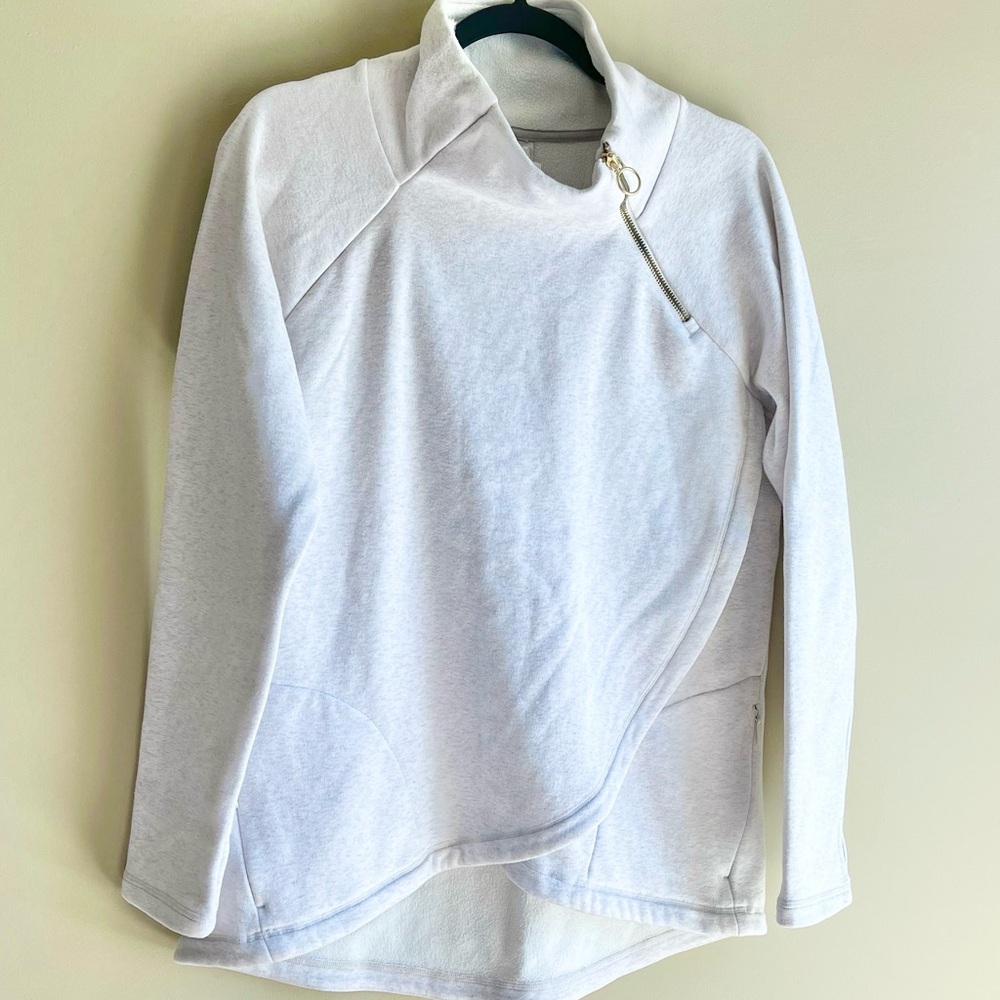 Athleta Oatmeal Kozy Karma Asym Pullover Sweatshirt - Picture 3 of 6
